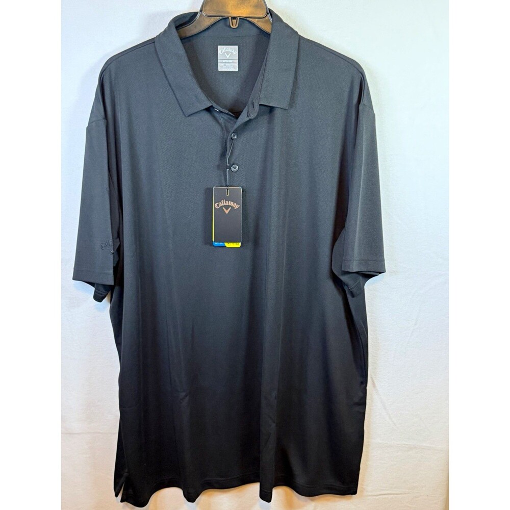 Callaway Opti-Dri Golf Polo Shirt Mens XXXL Black Solid Short Sleeve UPF 50